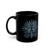 Aztec Warrior Duel Obsidian Glyph Style Black Mug