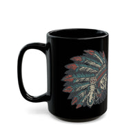 Vintage Native American Headdress Graphic Black Mug