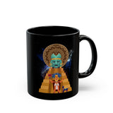 Celestial Aztec Ritual Illustration Black Mug