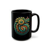 Colorful Quetzalcoatl Sun Serpent Glyph Style Black Mug