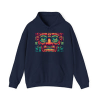 Neon Aztec Mask God Illustration Unisex Hoodie
