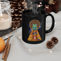 Celestial Aztec Ritual Illustration Black Mug