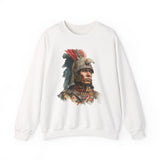 Inca Warrior Watercolor Art and Tribal Pattern Unisex Sweatshirt
