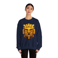 Golden Warrior Mask Andean Glyph Style Unisex Sweatshirt