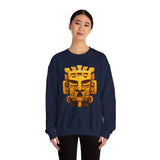 Golden Warrior Mask Andean Glyph Style Unisex Sweatshirt