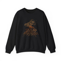 Tribal Volcano with Smoke Spirals Glyph Style Unisex Sweatshirt