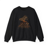 Tribal Volcano with Smoke Spirals Glyph Style Unisex Sweatshirt