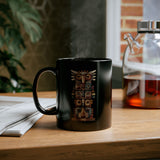 Stacked Tribal Totem Symbols Geometric Faces Black Mug