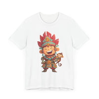 Chibi Maya Warrior and Sacred Monkey Unisex T-Shirt