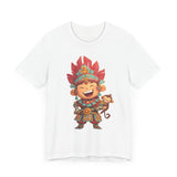 Chibi Maya Warrior and Sacred Monkey Unisex T-Shirt