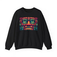 Neon Aztec Mask God Illustration Unisex Sweatshirt