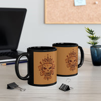 Ah Puch Mayan Skull Crown Glyph Style Black Mug