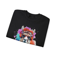 Hippie Llama in Sunglasses Watercolor Style Unisex Sweatshirt