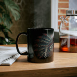 Vintage Native American Headdress Graphic Black Mug