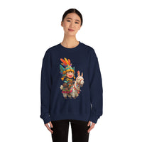 Chibi Inca Warrior Riding Llama Cartoon Unisex Sweatshirt
