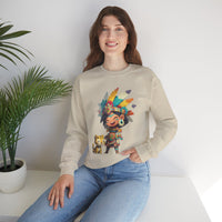 Aztec Chibi Girl with Jaguar Cub Warrior Culture Unisex Sweatshirt