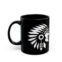 Tribal Warrior Headdress Emblem Illustration Black Mug