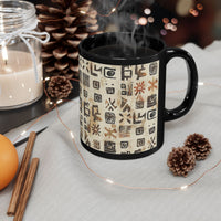 Mayan Petroglyph Stamped Texture Black Mug