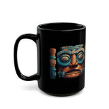 Stone Guardian of the Ancients Illustration Black Mug