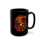 Quetzalcoatl Feathered Sun Serpent Glyph Style Black Mug