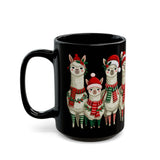 Inca Christmas Llama Family from the Andes Black Mug