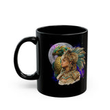 Aztec Quetzalcoatl Priestess Under Moon Black Mug