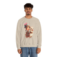 Playful Inca Girl and Llama Cartoon Unisex Sweatshirt