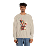 Playful Inca Girl and Llama Cartoon Unisex Sweatshirt
