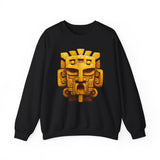 Golden Warrior Mask Andean Glyph Style Unisex Sweatshirt