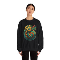 Colorful Quetzalcoatl Sun Serpent Glyph Style Unisex Sweatshirt