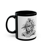 Jaguar Warrior Ink Drawing Black Mug