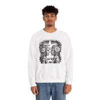 Mirrored Aztec Warriors in Glyph Style Unisex Sweatshirt