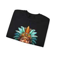 Aztec Royal Warrior Queen Portrait Illustration Unisex Sweatshirt
