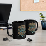 Tlaloc Rain God Stone Face Glyph Black Mug