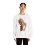 Colorful Chibi Inca Rider and Fluffy Llama Unisex Sweatshirt