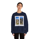 Funny Llama at the Window with Machu Picchu View Unisex Sweatshirt