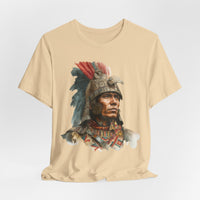 Inca Warrior Watercolor Art and Tribal Pattern Unisex T-Shirt