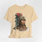 Inca Warrior Watercolor Art and Tribal Pattern Unisex T-Shirt