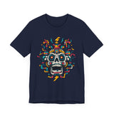 Funny Aztec Skull with Neon Circuits Unisex T-Shirt
