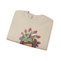 Chibi Aztec Warrior and Jaguar Cub Cartoon Unisex Sweatshirt
