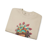 Chibi Aztec Warrior and Jaguar Cub Cartoon Unisex Sweatshirt