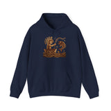 Pre-Hispanic Fisherman with Symbolic Fish Glyph Style Unisex Hoodie