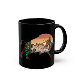 Aztec Buffalo Desert Sunset Silhouette Black Mug