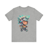 Cyber Aztec Chibi Warrior Neon Style Unisex T-Shirt