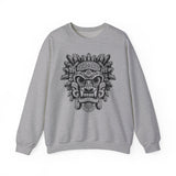 Aztec-Inspired Tlaloc God Tribe Graphic Unisex Sweatshirt