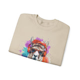 Hippie Llama in Sunglasses Watercolor Style Unisex Sweatshirt