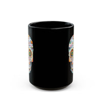 Neon Circuit Aztec Skull Cartoon Style Black Mug
