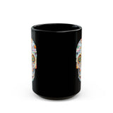 Neon Circuit Aztec Skull Cartoon Style Black Mug