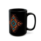 Boho Aztec Geometric Totem Pattern Illustration Black Mug