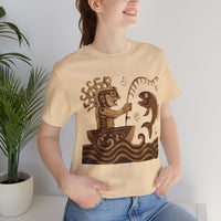Pre-Hispanic Fisherman with Symbolic Fish Glyph Style Unisex T-Shirt